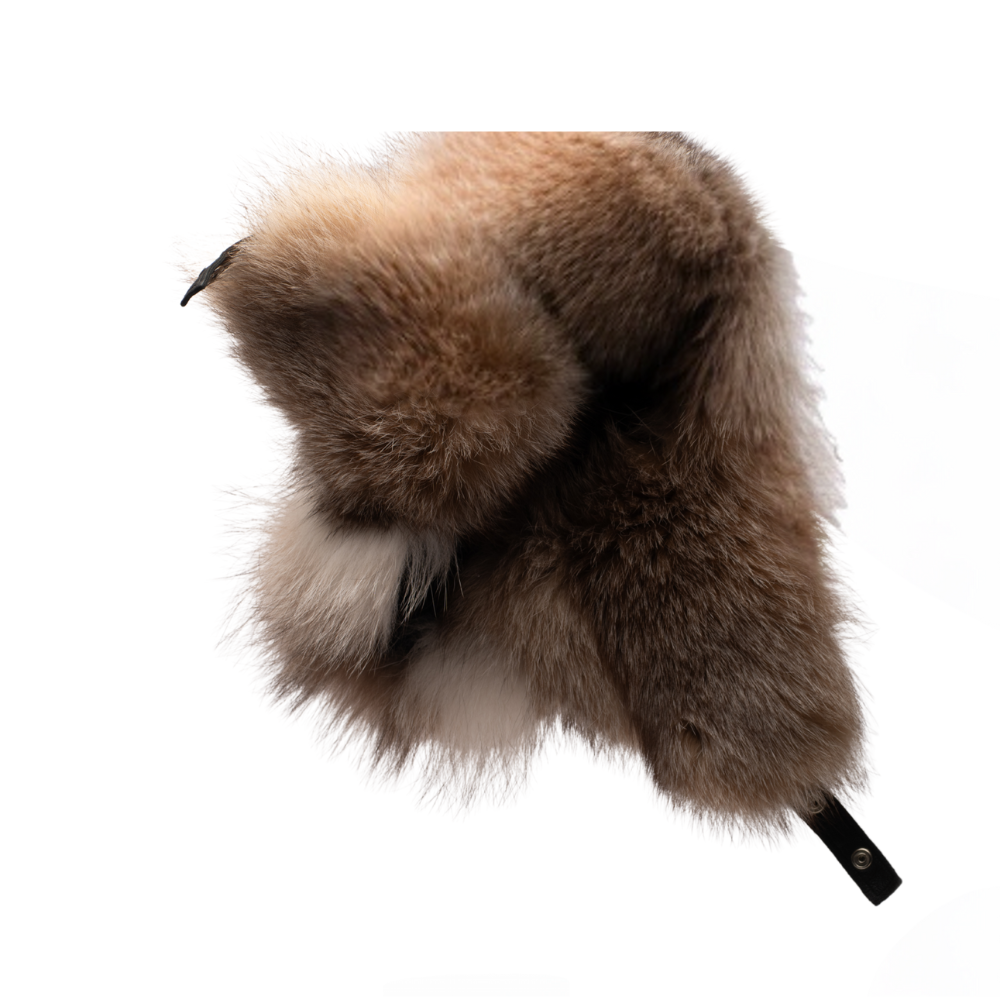 Fox fur and leather Aviator hat