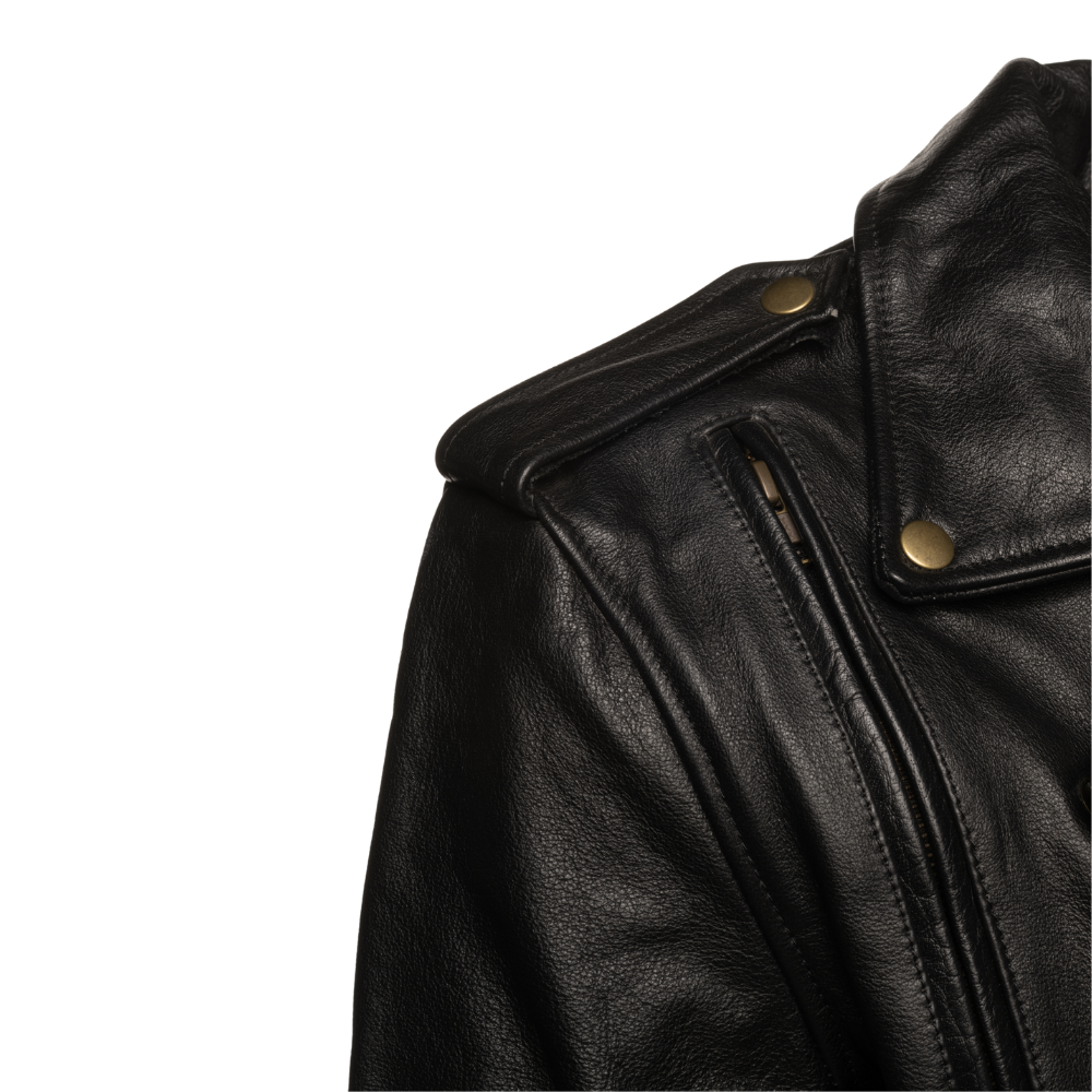 Flint Black double rider Motorcycle leather jacket