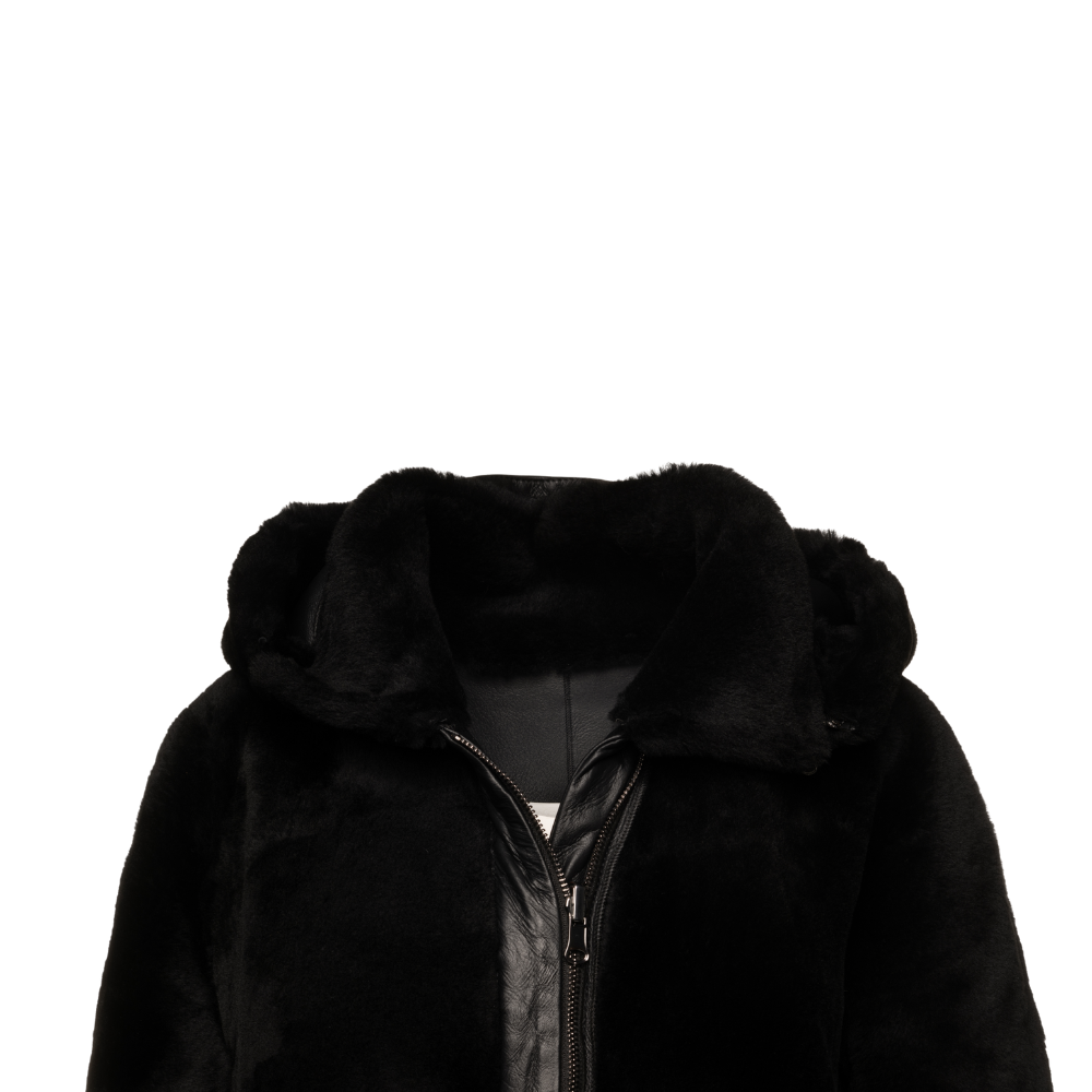 Avalon black oversize Reversible Sheepskin long coat