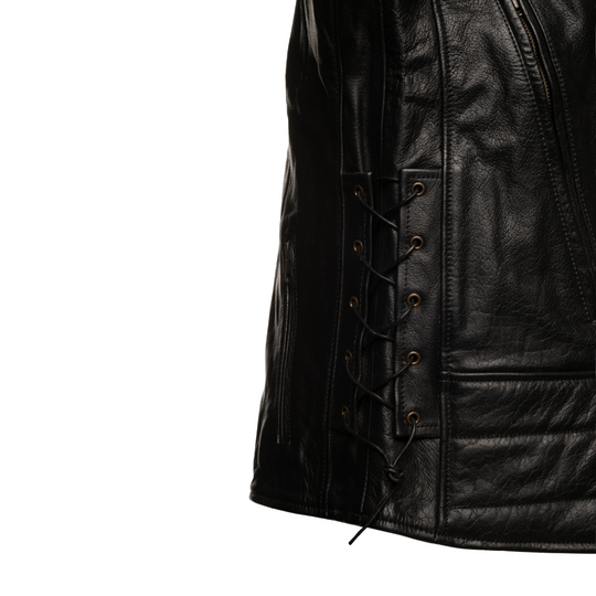 Flint Black double rider Motorcycle leather jacket