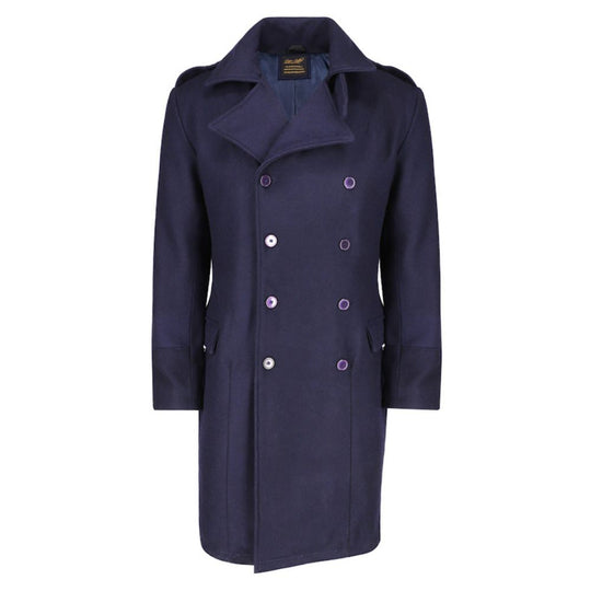 Lorenzo navy blue wool overcoat