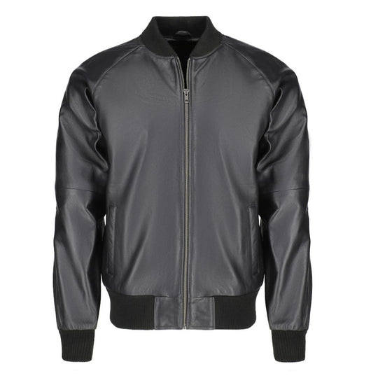 Black bomber style ribbed jacket