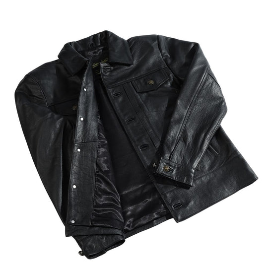 Griff black denim style leather jacket