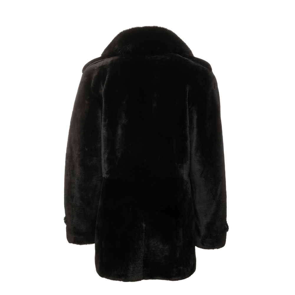 Peyton Black Mouton Shearling coat with Fox fur