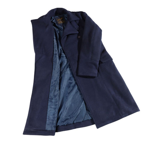 Lorenzo navy blue wool overcoat