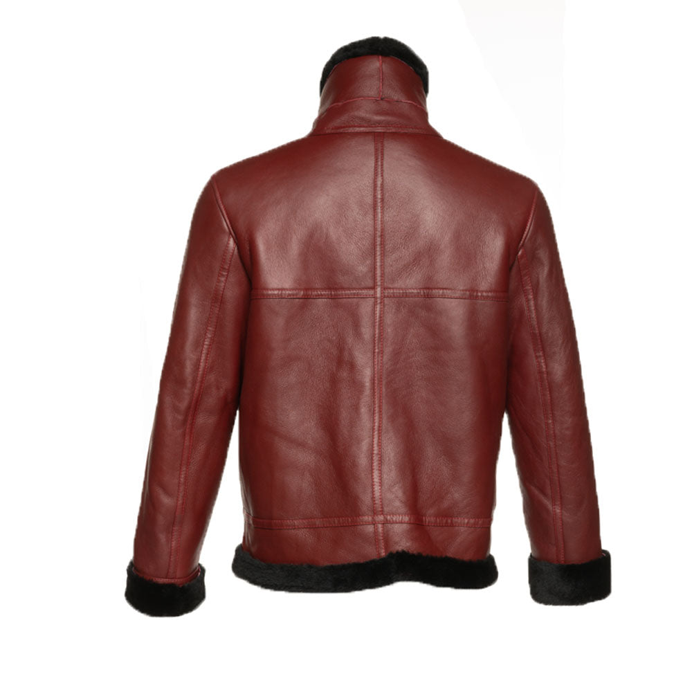 Aurelius Burgundy B3 bomber shearling jacket