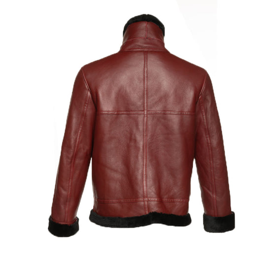 Aurelius Burgundy B3 bomber shearling jacket