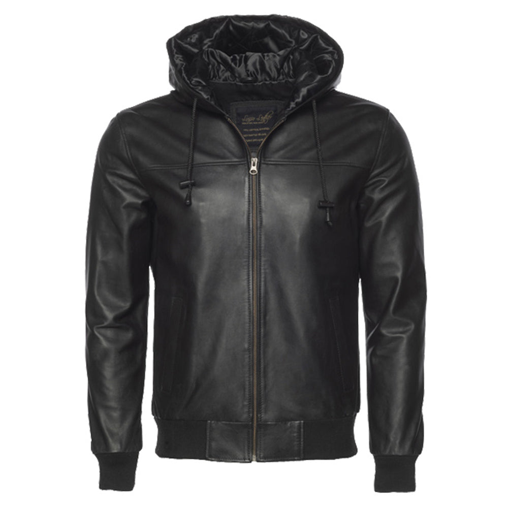 Jayden Black Leather Jacket Hoodie – Lusso Leather