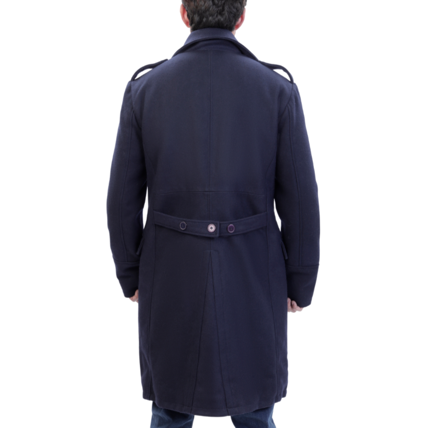Lorenzo navy blue wool overcoat