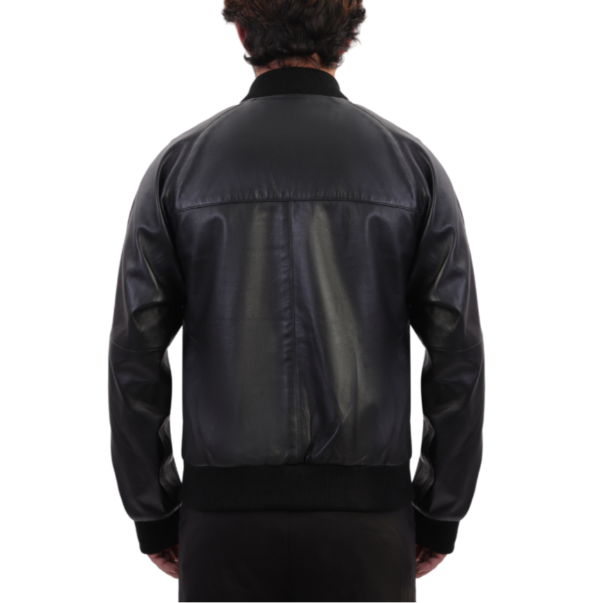 Black bomber style ribbed jacket