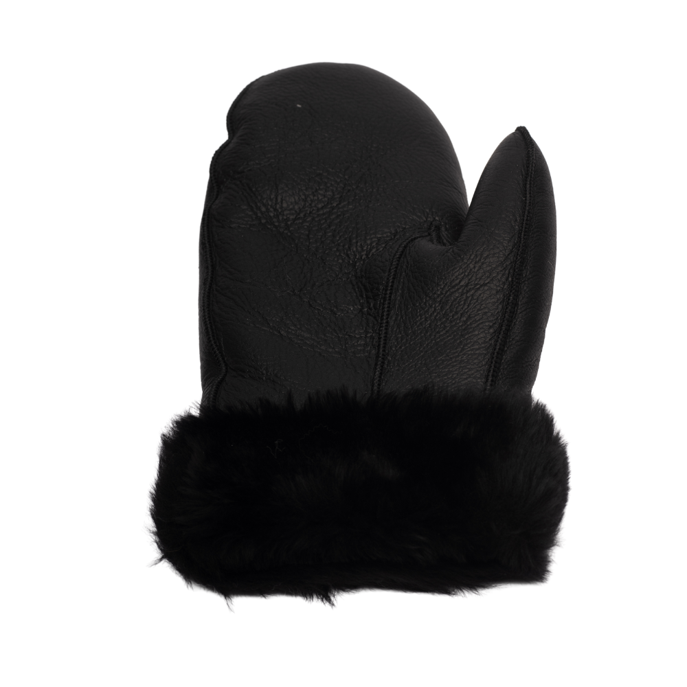 Black Sheepskin Mittens