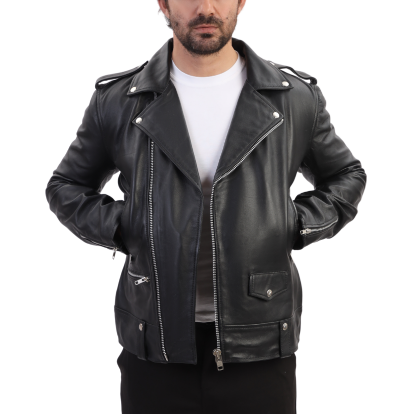 Classic biker style jacket with Epaulette