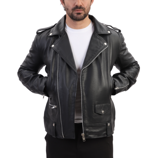 Classic biker style jacket with Epaulette