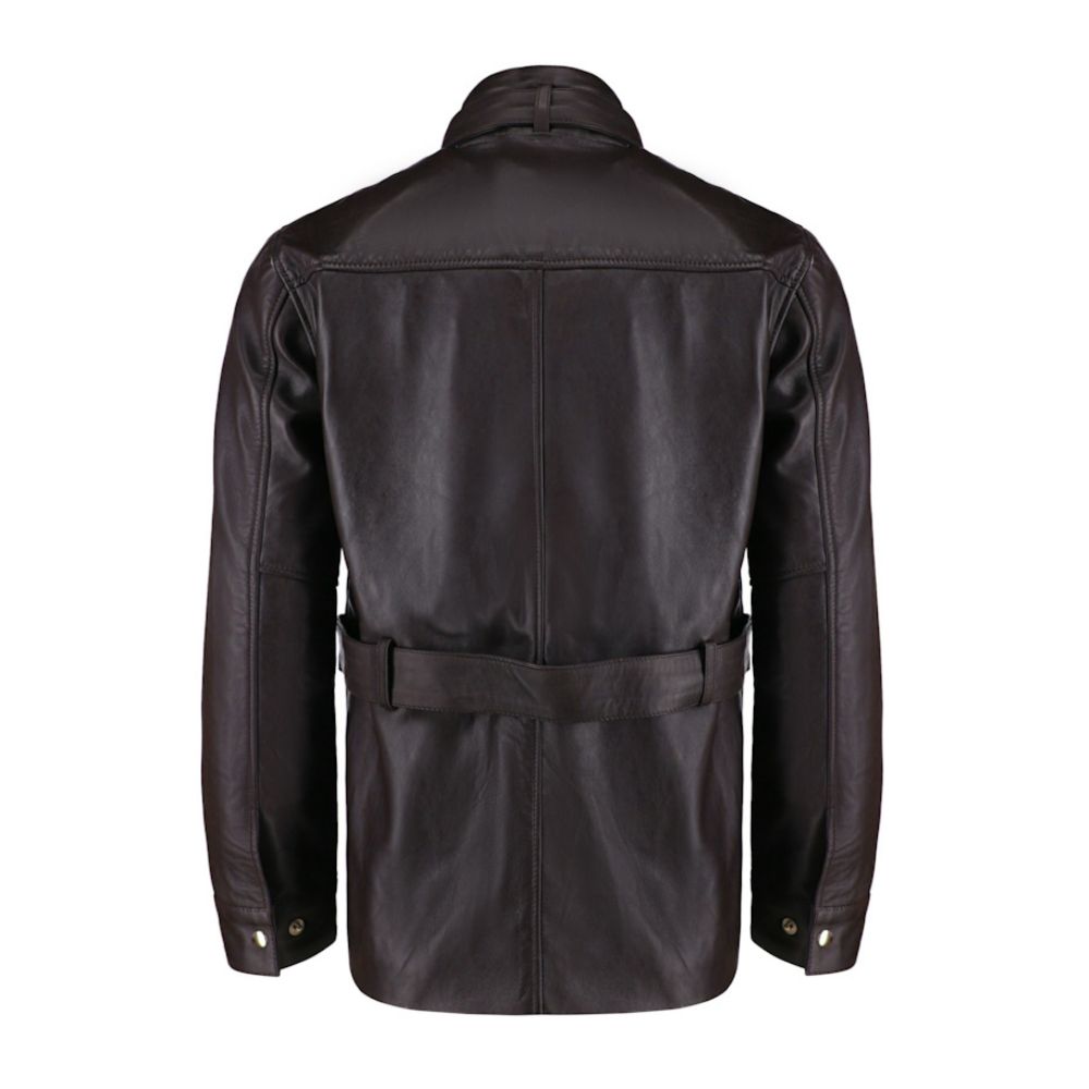 Parker Black Belted leather jacket with large pockets
