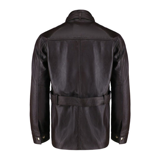 Parker Black Belted leather jacket with large pockets