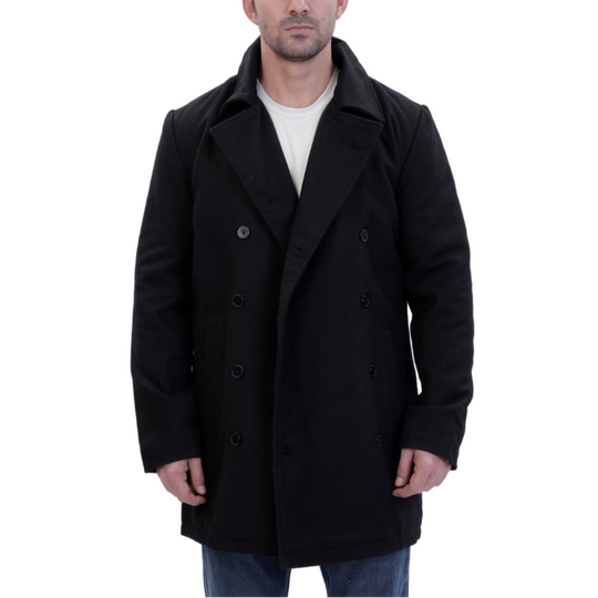Elias black wool overcoat