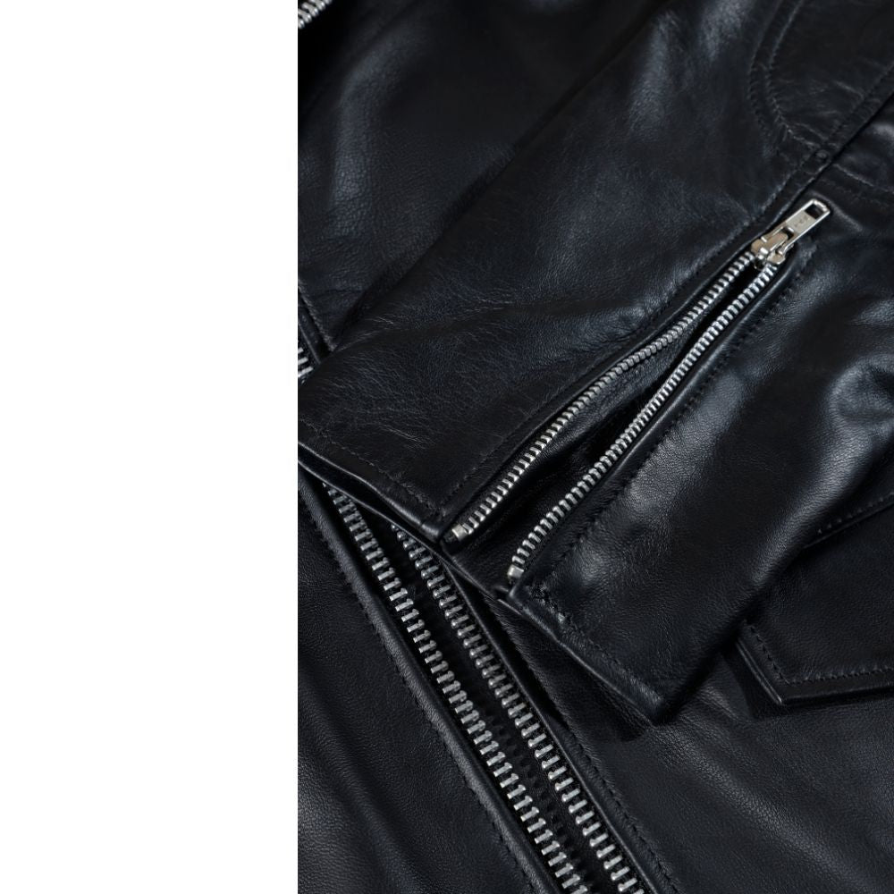 Slim fit biker style jacket with belt