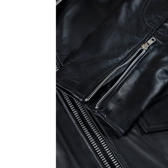 Slim fit biker style jacket with belt