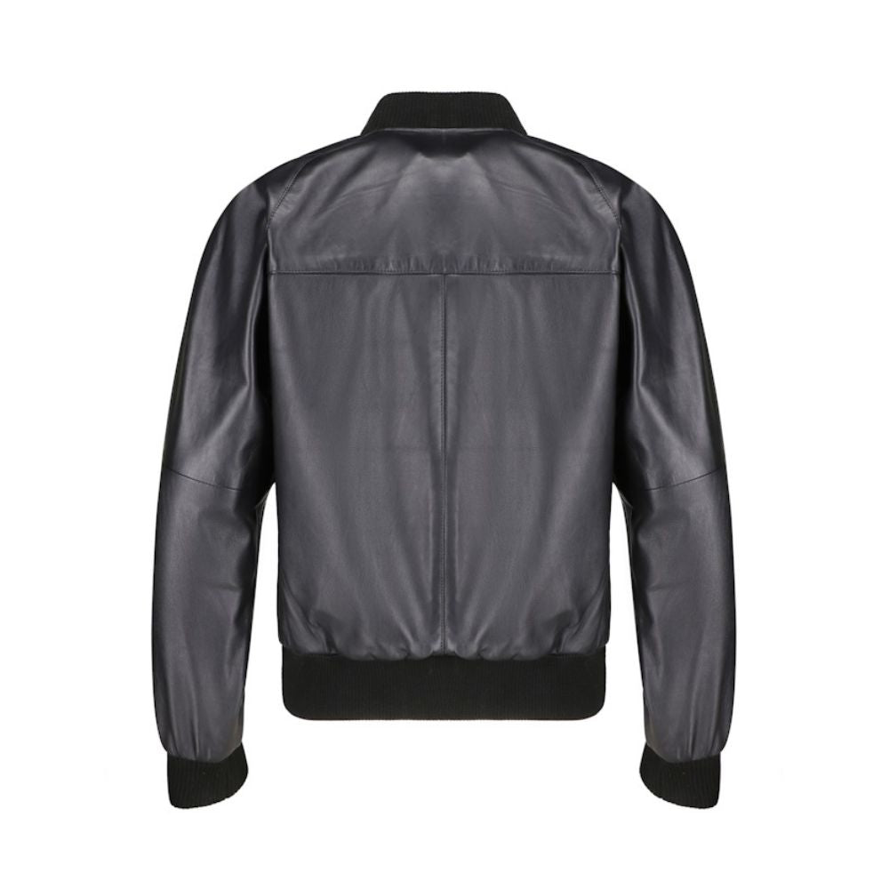 Black bomber style ribbed jacket