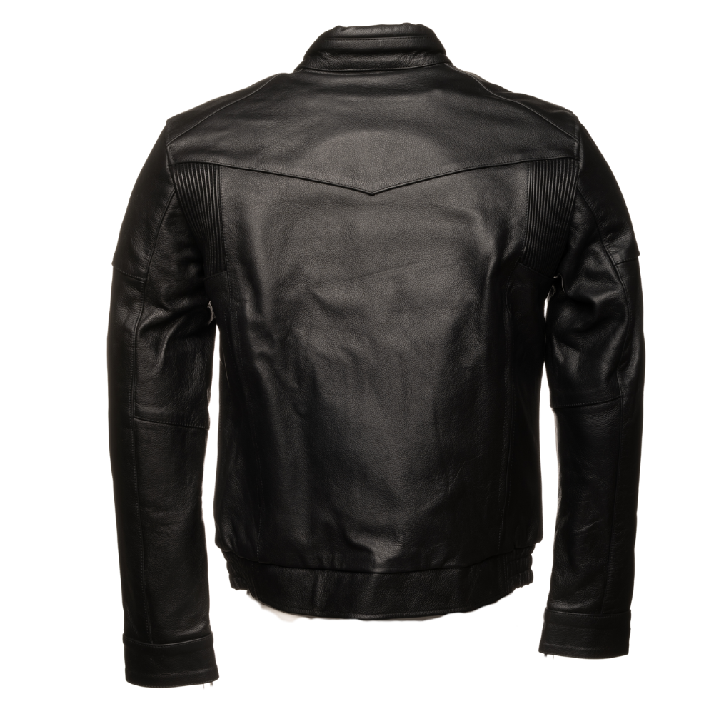 Huxley Black Motorcycle leather jacket with Storage pockets