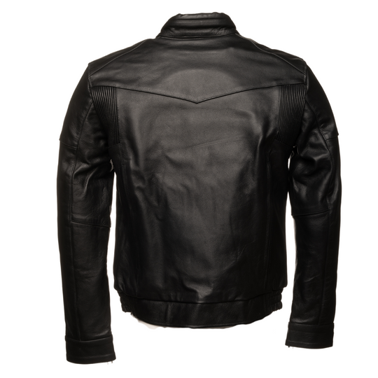 Huxley Black Motorcycle leather jacket with Storage pockets