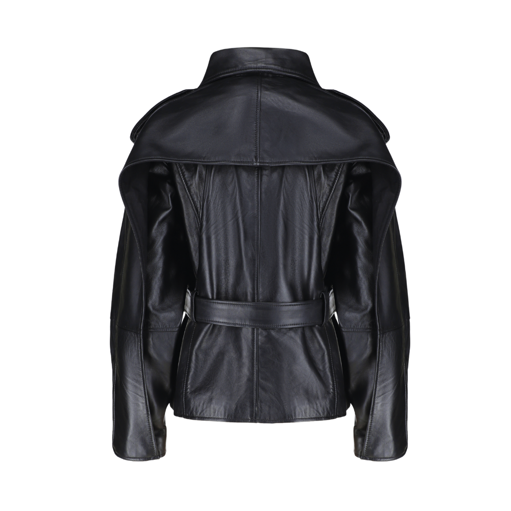 Zelora black oversized biker style jacket
