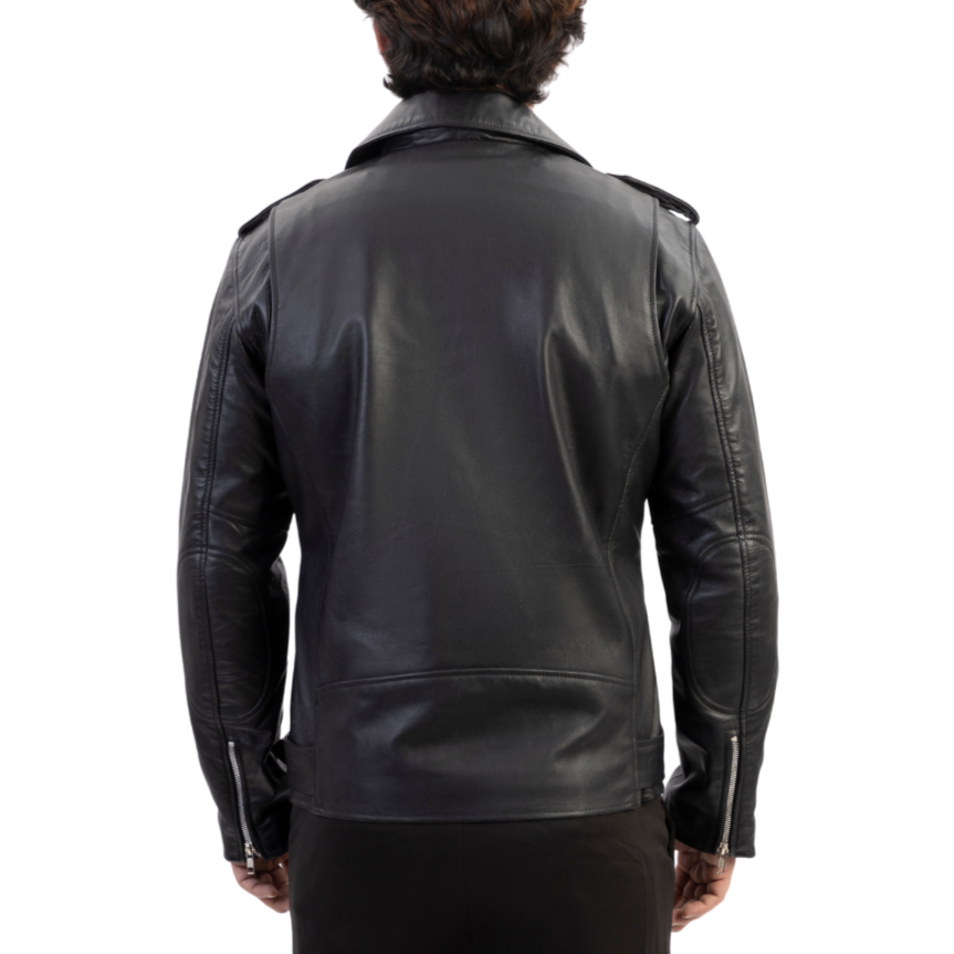 Slim fit biker style jacket with belt