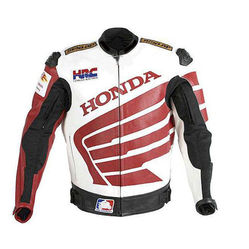 White and Red Honda motorycle jacket with armor protection