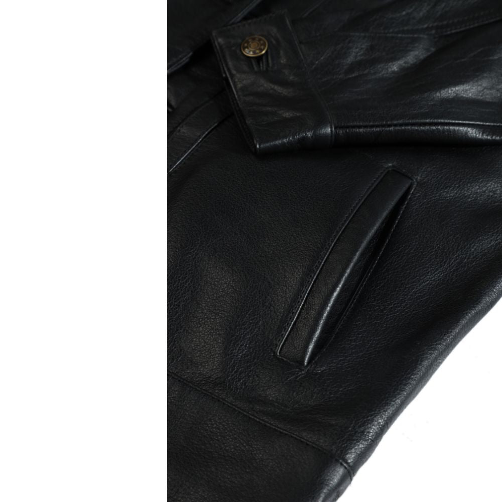 Griff black denim style leather jacket