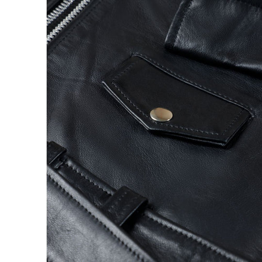 Slim fit biker style jacket with belt