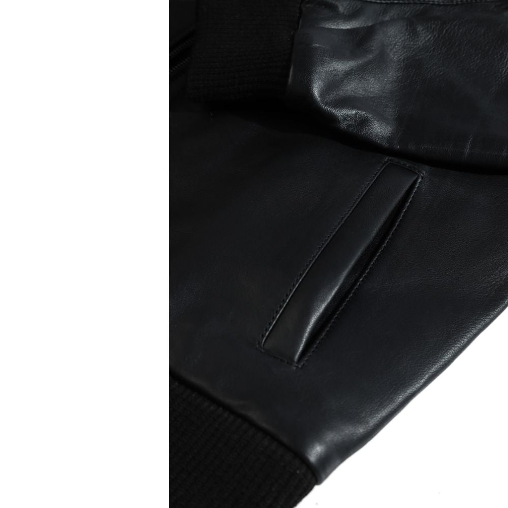 Black bomber style ribbed jacket