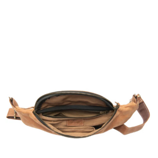 Rustic tan cross body sling bag