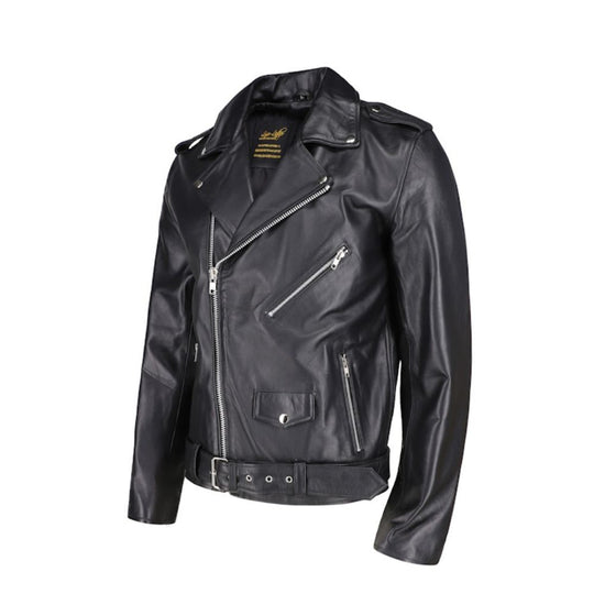 Slim fit biker style jacket with belt