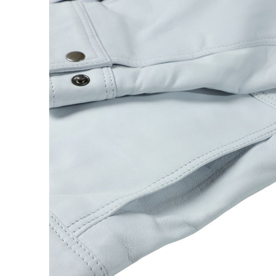 Plain White moto style leather jacket