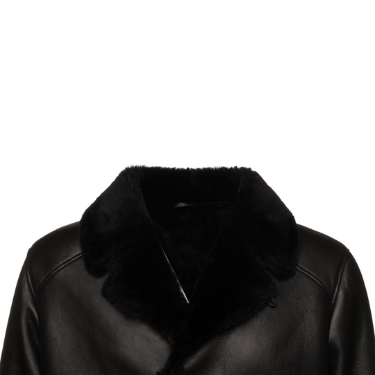 Christian black shearling car coat