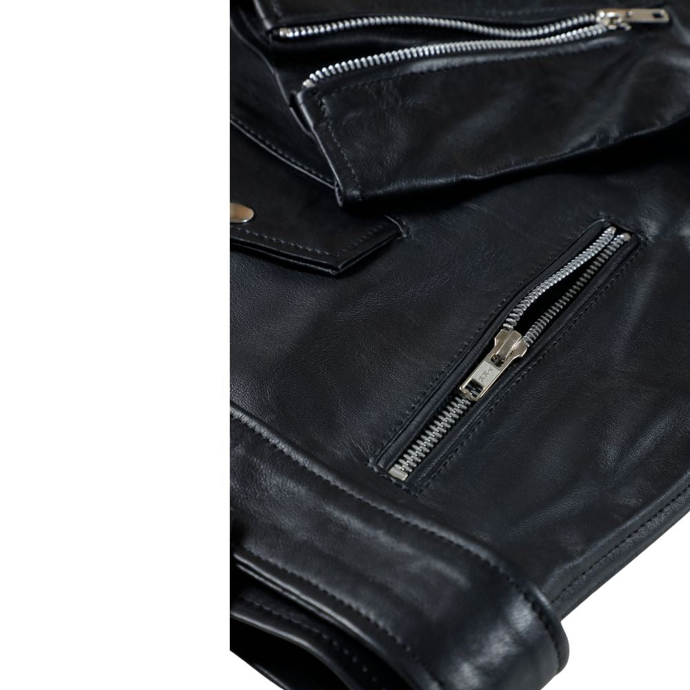 Slim fit biker style jacket with belt