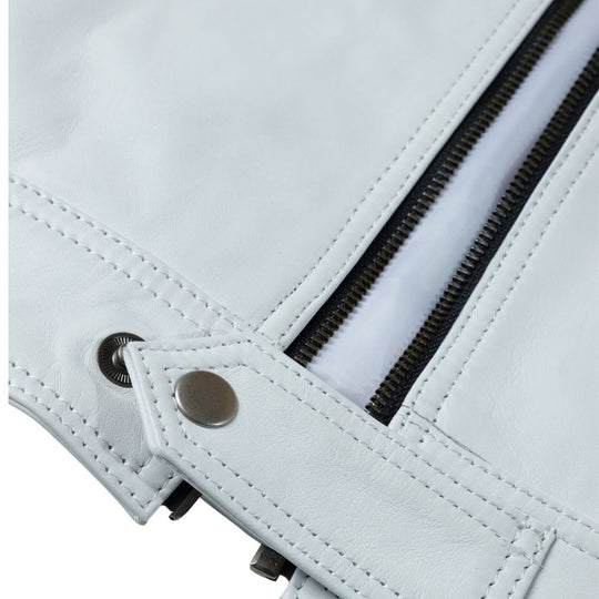 Plain White moto style leather jacket