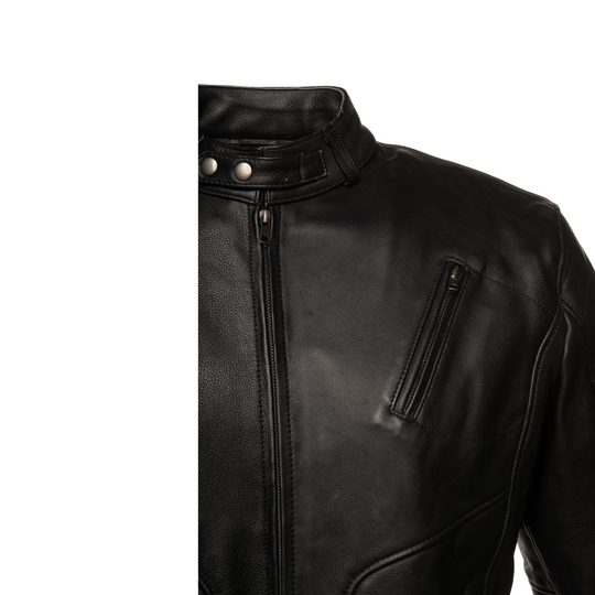 Carson Black cafe racer style Moto jacket