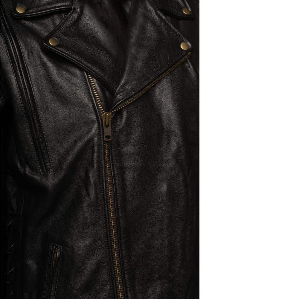 Flint Black double rider Motorcycle leather jacket