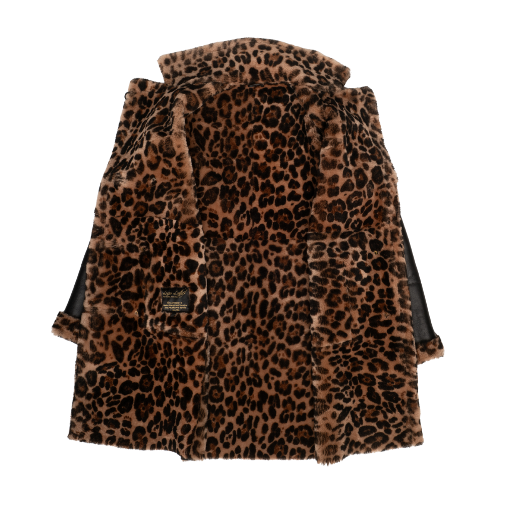 Seraphina Leopard print double breasted shearling Leather Coat