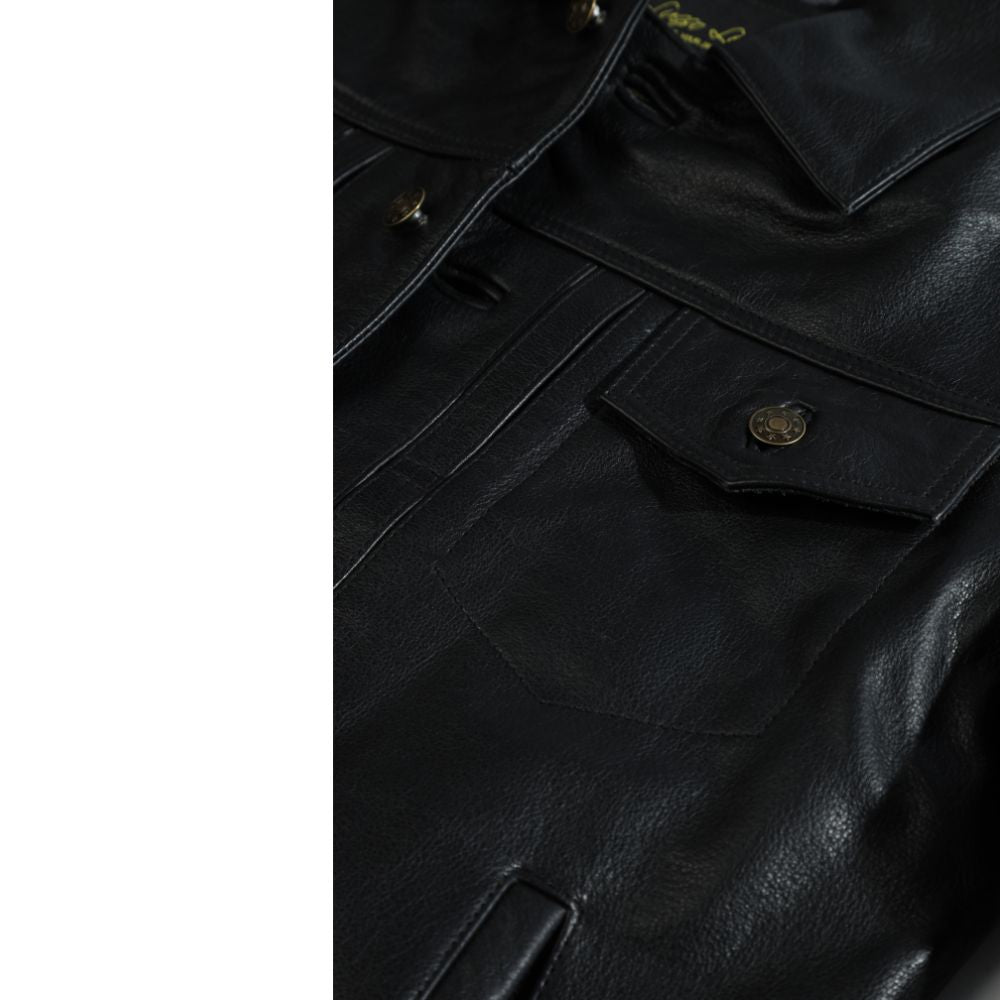 Griff black denim style leather jacket