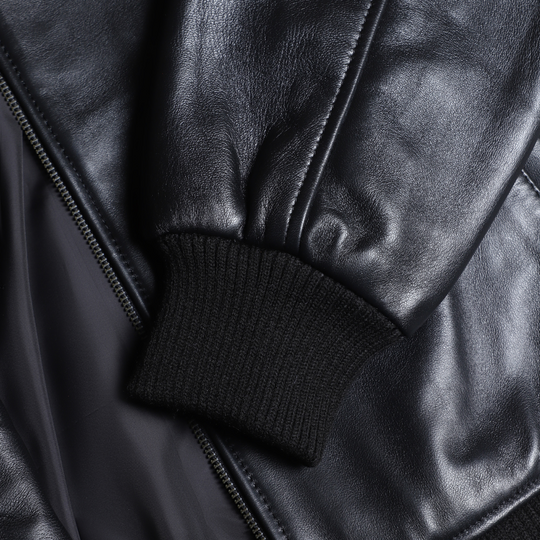 Navea women's black oversized leather jacket