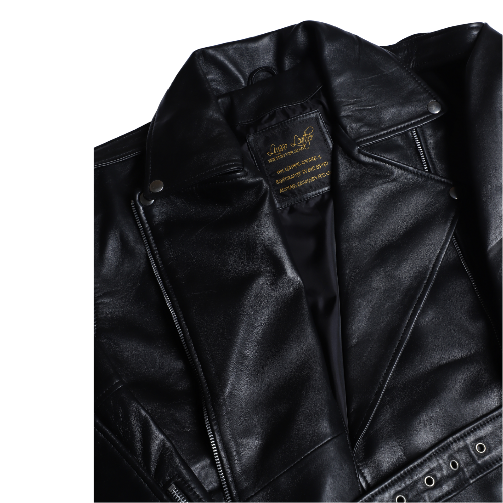 Zelora black oversized biker style jacket