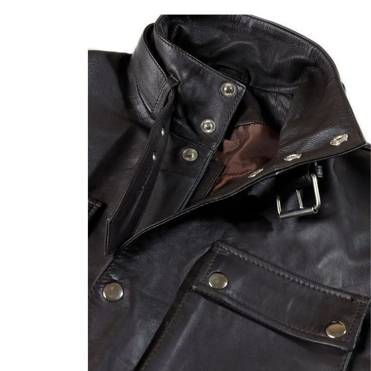 Parker Black Belted leather jacket with large pockets