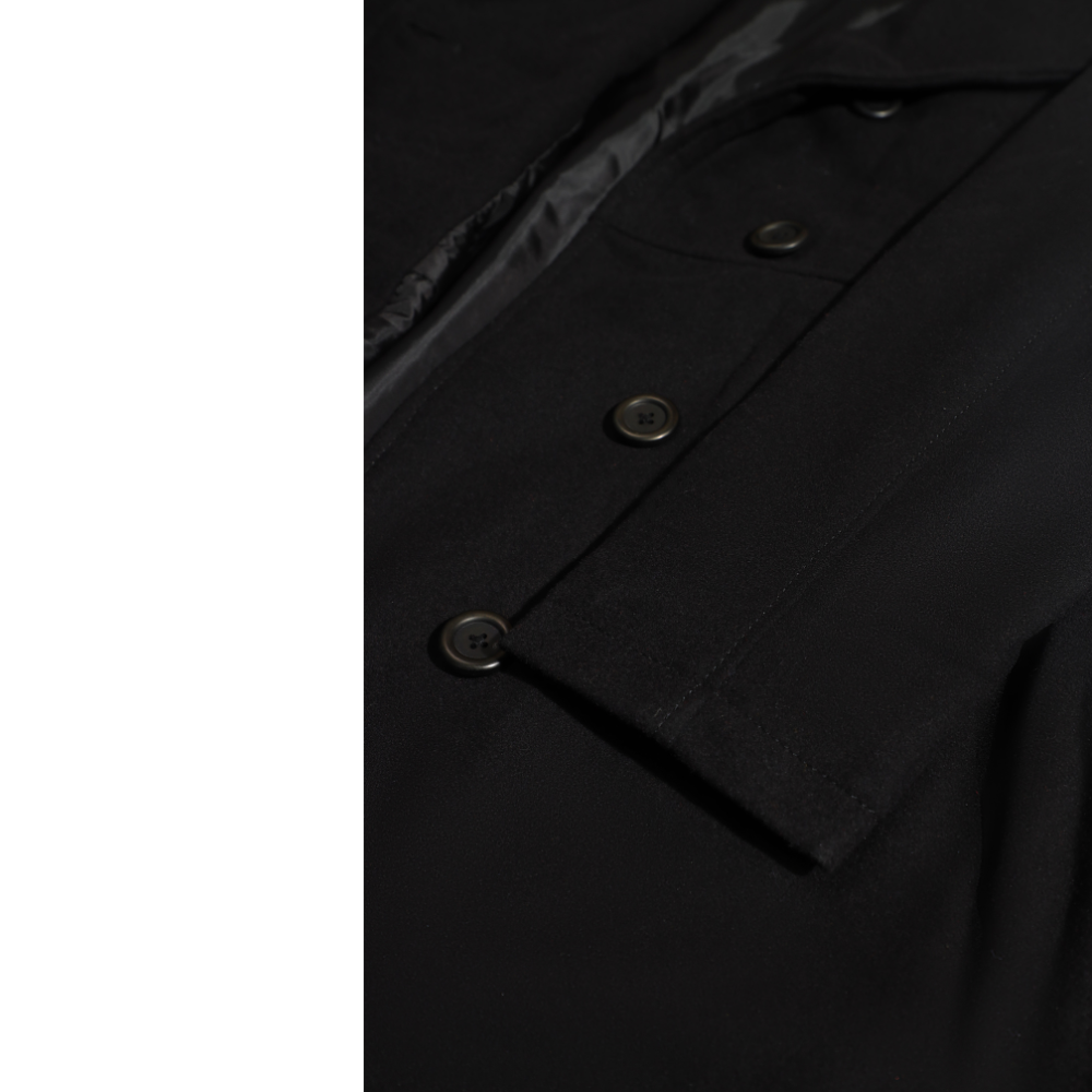 Kaia Black Long wool Trench coat