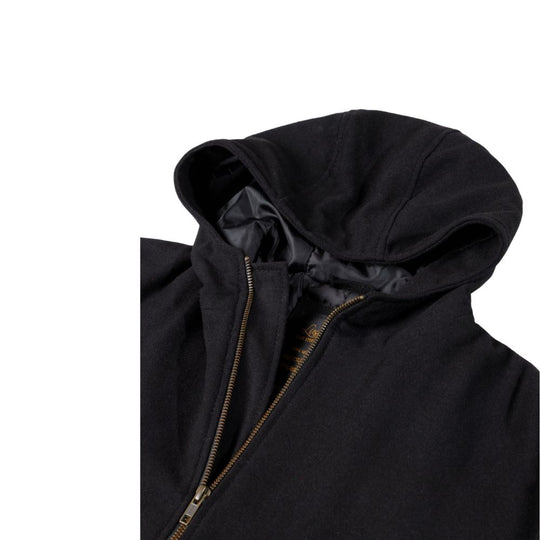 Maddox Black hooded long wool coat