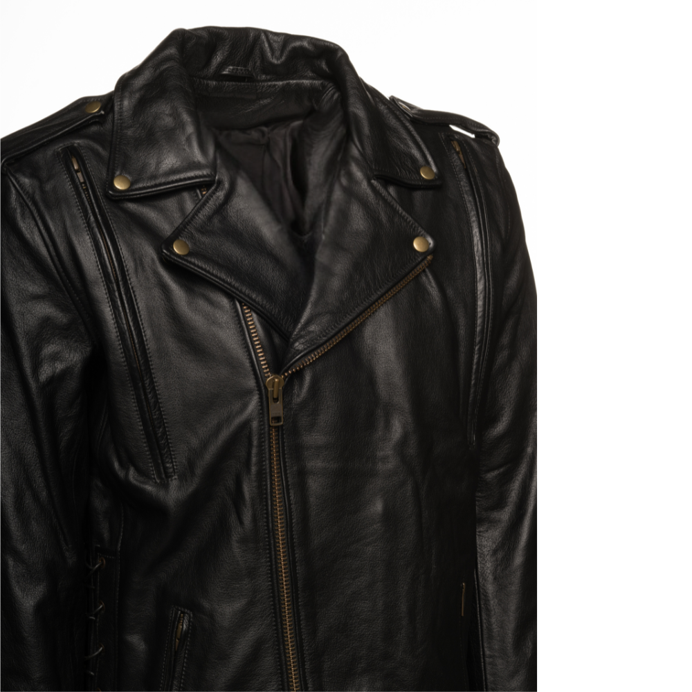 Flint Black double rider Motorcycle leather jacket
