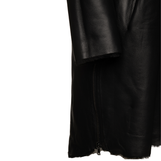 Avalon black oversize Reversible Sheepskin long coat