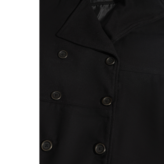 Kaia Black Long wool Trench coat