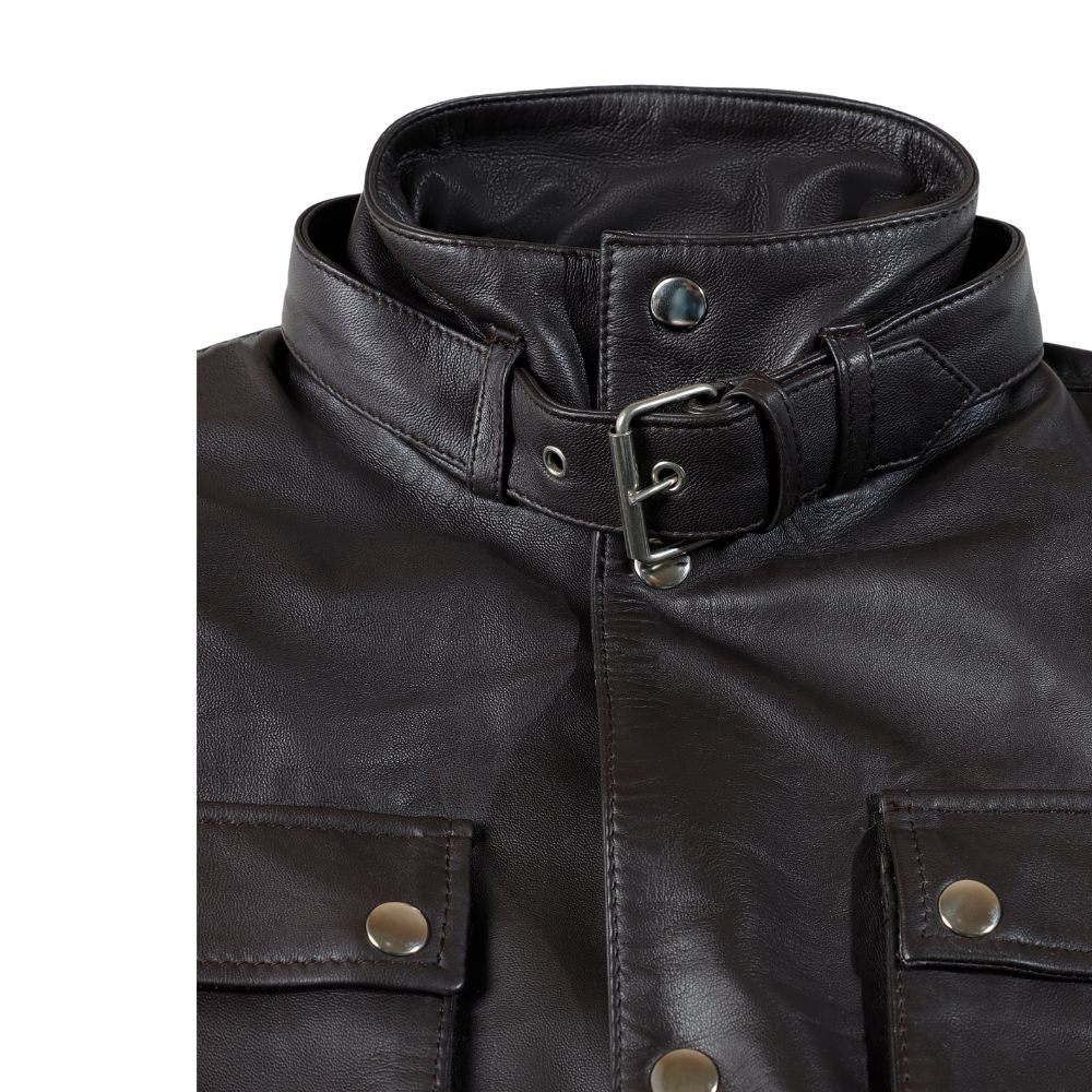 Parker Black Belted leather jacket with large pockets
